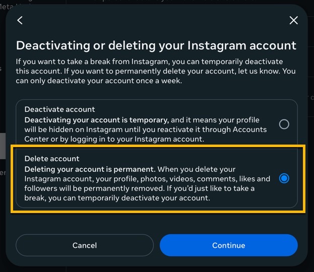 Delete Account